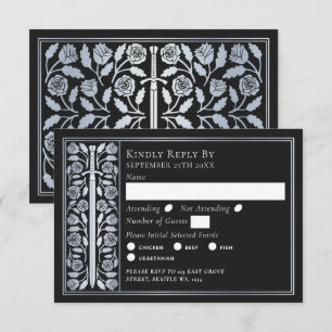 Silver Black Medieval Sword Wedding RSVP Card