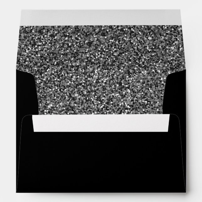 Silver & Black Modern Custom Party Envelope (Back (Bottom))