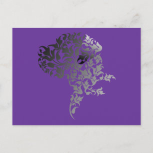 Silver Black modern floral Great Dane illustration Postcard