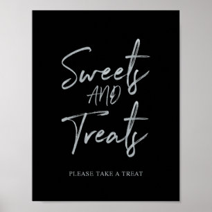 Silver & Black Modern Sweets & Treats Party Sign
