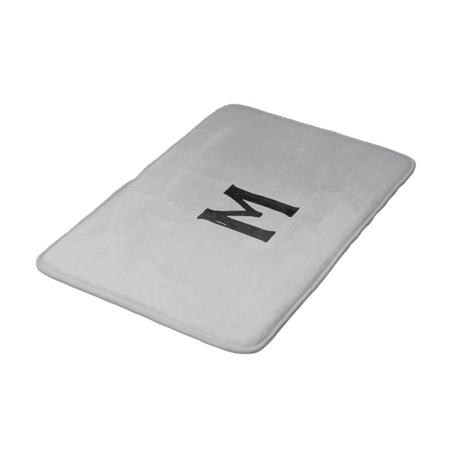 Silver Black Monogram Bath Mat (Angled)