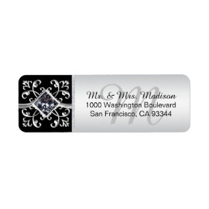 Silver Black Monogram Envelope Return Address Return Address Label