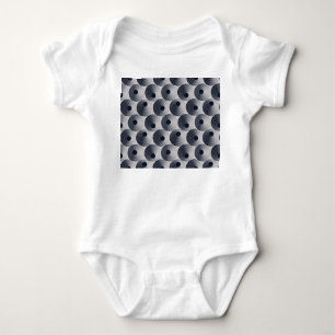 Silver-black mosaic: concentric rings texture. baby bodysuit