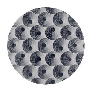 Silver-black mosaic: concentric rings texture. cutting board
