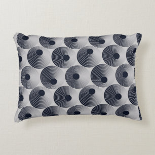Silver-black mosaic: concentric rings texture. decorative cushion