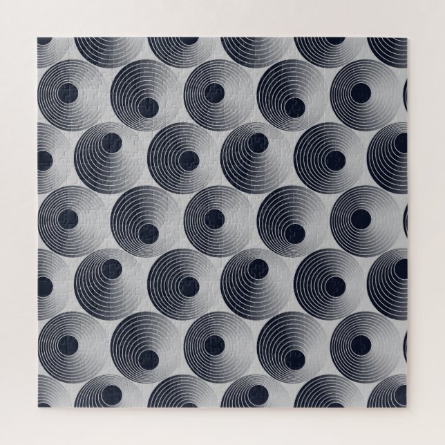 Silver-black mosaic: concentric rings texture. jigsaw puzzle (Vertical)