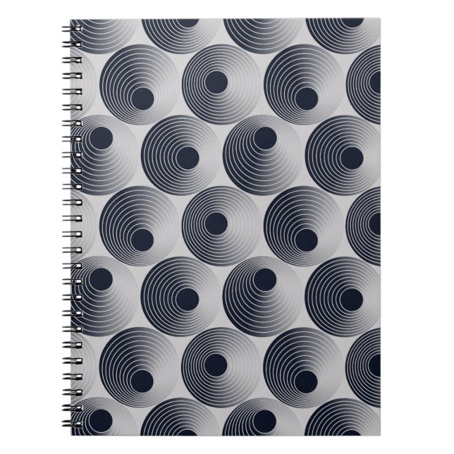 Silver-black mosaic: concentric rings texture. notebook (Front)