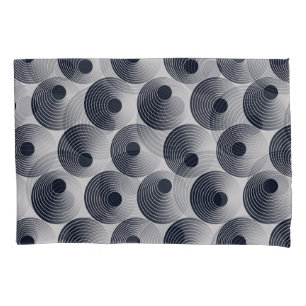 Silver-black mosaic: concentric rings texture. pillowcase