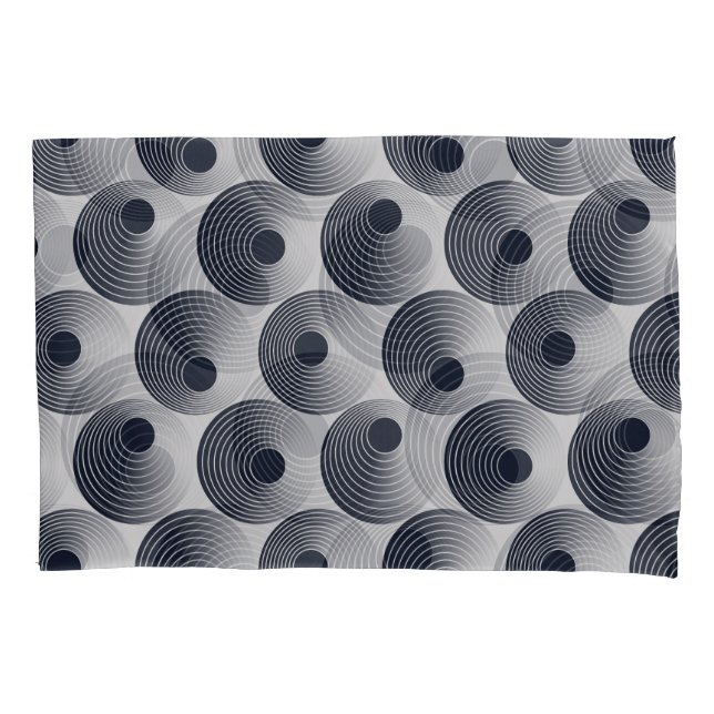 Silver-black mosaic: concentric rings texture. pillowcase (Front)