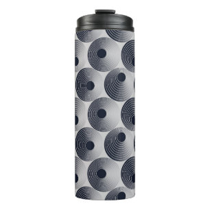 Silver-black mosaic: concentric rings texture. thermal tumbler