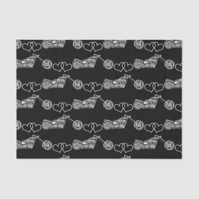 Silver Black Motorcycle Bike Biker Custom Tissue Paper (Front)