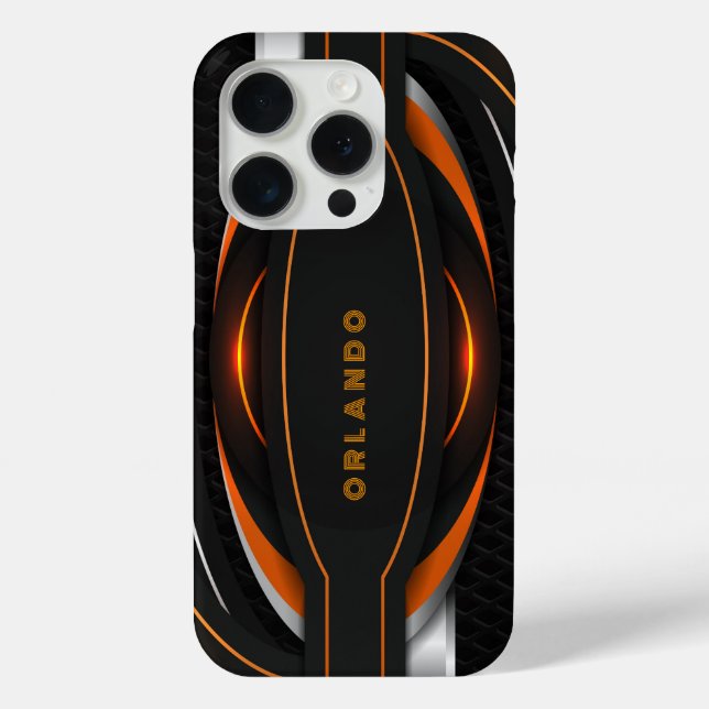 Silver, black, orange geometric gaming monogram Case-Mate iPhone case (Back)