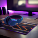 Silver, black, orange geometric gaming monogram desk mat<br><div class="desc">The gaming background for the desk mat features a striking combination of silver,  black,  and orange geometric lines. The lines are arranged in a captivating pattern that adds a touch of sophistication and elegance to your gaming setup.</div>