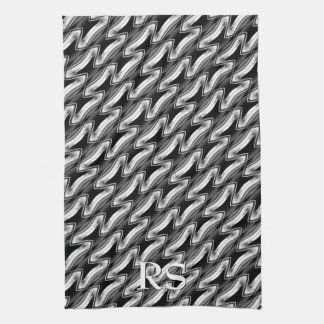 Silver Black Pattern: Monogram Kitchen Decor Tea Towel