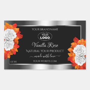 Silver Black Product Label Orange White Roses Logo