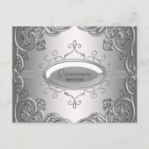 Silver Black Quinceanera Invitations
