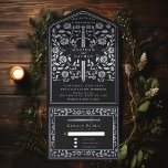 Silver Black Royal Mediaeval Sword Wedding  All In One Invitation<br><div class="desc">Celebrate your special day with this Royal Mediaeval Sword Wedding design. The design on the back of the invite is NOT real gold foil. You can customise this further by clicking on the "PERSONALIZE" button.</div>
