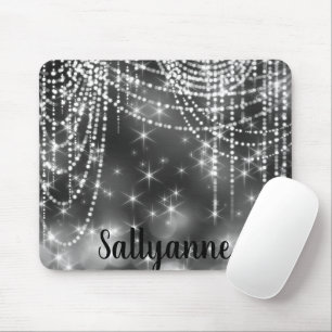 SILVER BLACK SPARKLE DIAMONDS Mouse Pad
