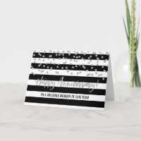 Silver Black Stripes Employee Anniversary Card