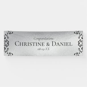 Silver & Black Swirl Gothic Wedding Banner