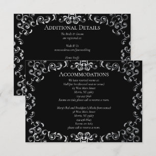 Silver & Black Swirl Gothic Wedding Enclosure Card