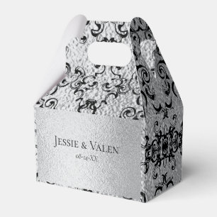 Silver & Black Swirl Gothic Wedding Favour Box