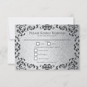 Silver & Black Swirl Gothic Wedding Invitation