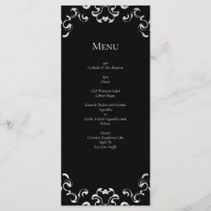 Silver & Black Swirl Gothic Wedding Menu