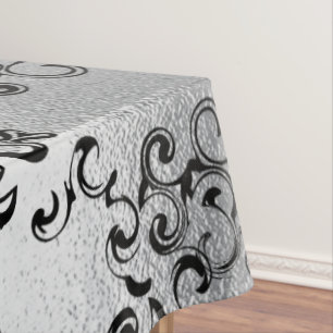 Silver & Black Swirl Gothic Wedding Tablecloth