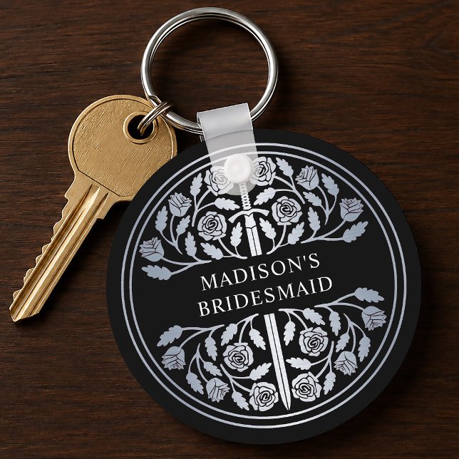 Silver Black Sword Bridesmaid Royal Wedding Gift Key Ring (Creator Uploaded)