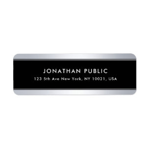 Silver Black Template Trendy Modern Return Address Return Address Label