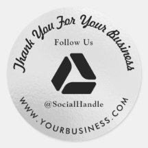 Silver & Black | Thank You Business LOGO Sticker