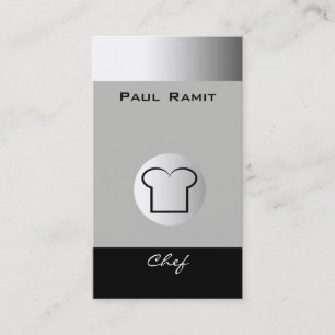 Silver Black White Business Card BW 12 Chef
