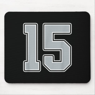 Silver Black White Number 15 Jersey Player Uniform Mouse Pad