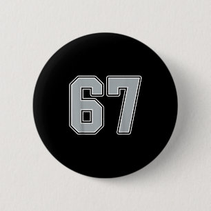 Silver Black White Number 67 Jersey Player Uniform 6 Cm Round Badge