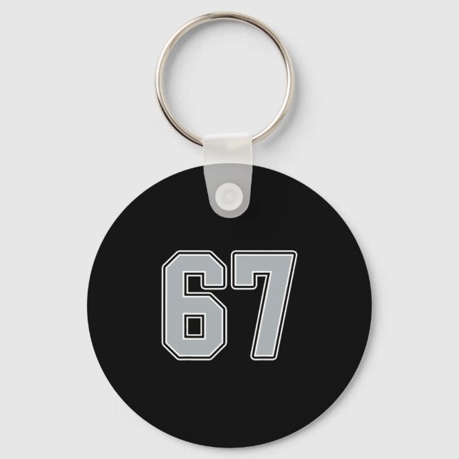 Silver Black White Number 67 Jersey Player Uniform Key Ring (Front)