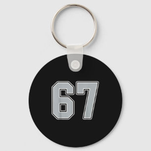 Silver Black White Number 67 Jersey Player Uniform Key Ring