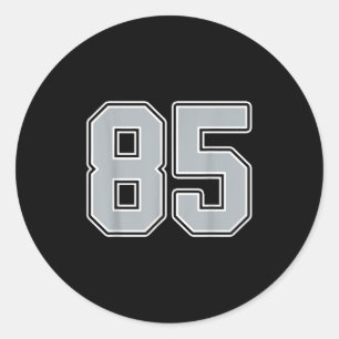 Silver Black White Number 85 Jersey Player Uniform Classic Round Sticker