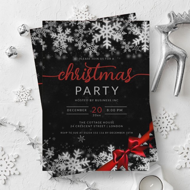 Silver Black Winter Wonder Company Christmas  Invitation (Silver Black Winter Wonder Company Christmas Invitation)