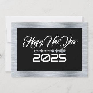Silver & black wish card New Year with sound wave