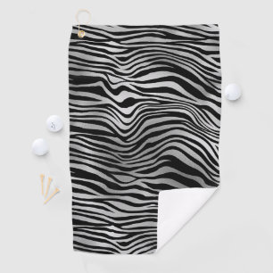 Silver Black Zebra Print Golf Towel
