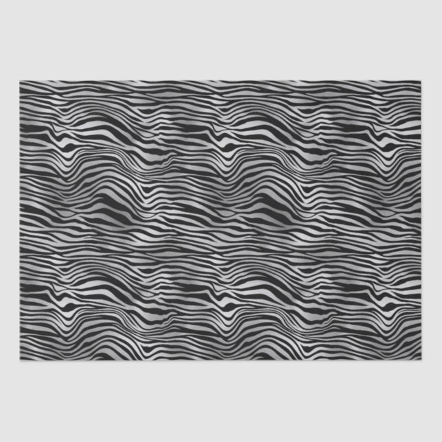 Silver Black Zebra Print Tissue Paper (Front)