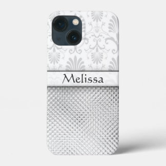 Silver Bling Effect Pattern Personalised iPhone 13 Mini Case