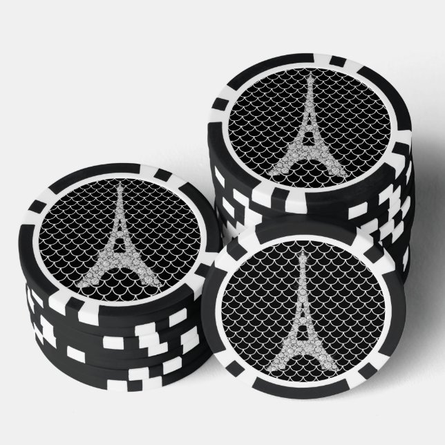 Silver Bling Eiffel Tower Poker Chips (Stack)