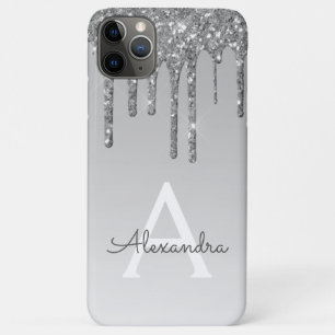 Silver Bling Luxury Sparkle Glitter Monogram iPhone 11 Pro Max Case