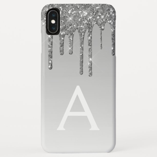 Silver Bling Luxury Sparkle Glitter Monogram Case-Mate iPhone Case (Back)