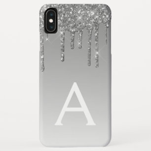 Silver Bling   Luxury Sparkle Glitter Monogram iPhone XS Max Case