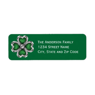 Silver Bling St. Patrick's Day Return Address Label
