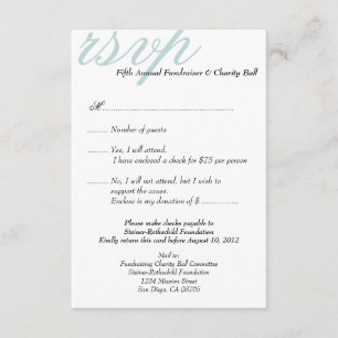 Silver blu gala formal event elegant RSVP response Invitation
