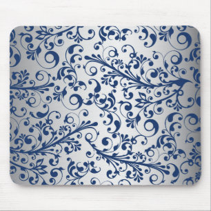 Silver Blue Abstract Mouse Pad